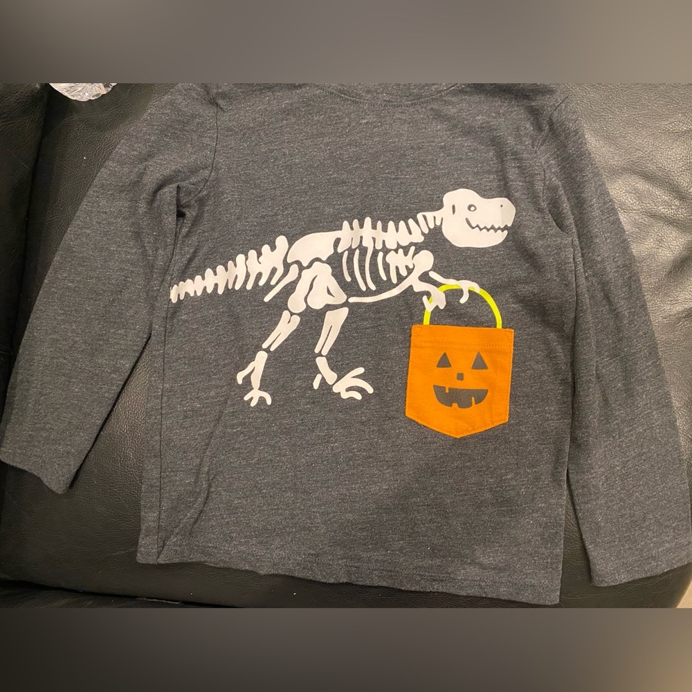 Cat & Jack Charcoal Dinosaur Tee with Pumpkin Pocket